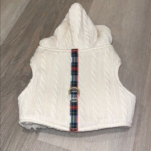Cable knit Plaid PREPPY Dog Hoodie sweater harness vest adjustable Coat dog L
